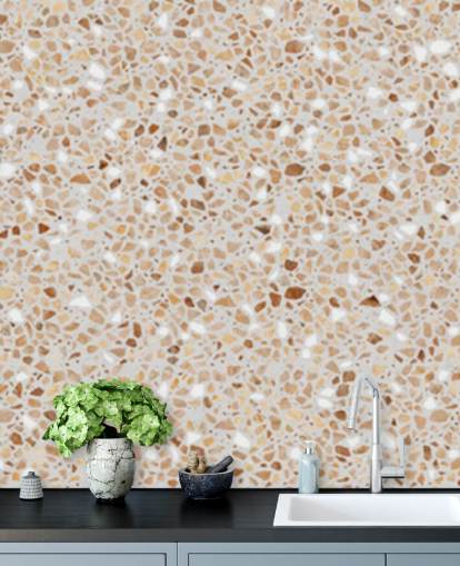 papier peint terrazzo brun