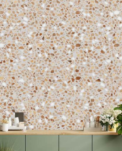 papel de parede marrom terrazzo