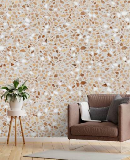 papel pintado de terrazo marrón