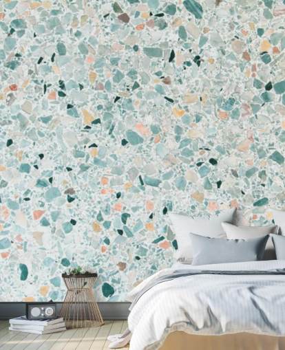 papel de parede verde-azulado terrazzo