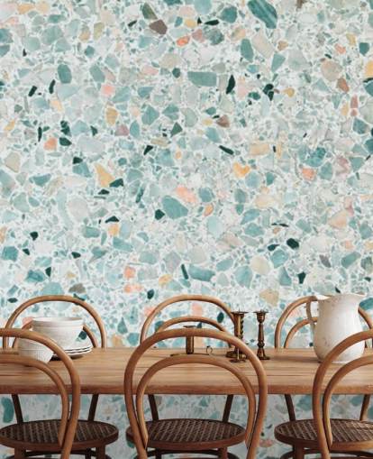 papel pintado terrazo verde azulado papel pintado terrazo verde azulado