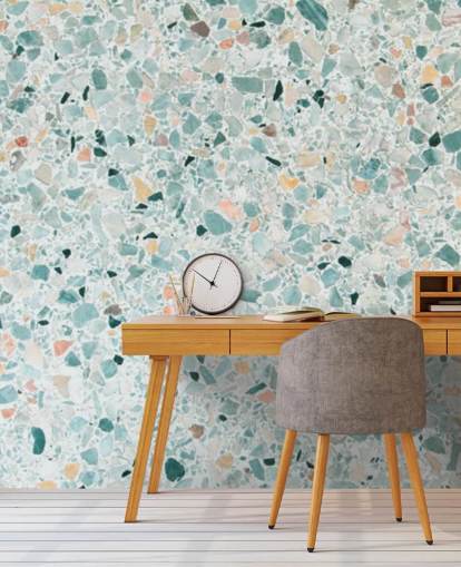 teal green terrazzo wallpaper