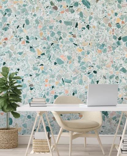 teal green terrazzo wallpaper