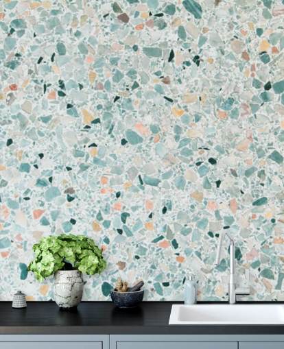 papier peint terrazzo vert sarcelle
