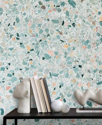 papier peint terrazzo vert sarcelle