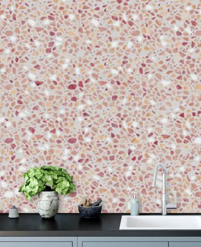 red and white terrazzo wallpaper