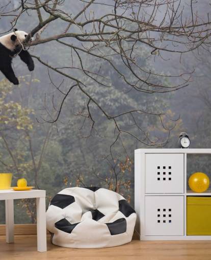 papier peint panda dans un arbre