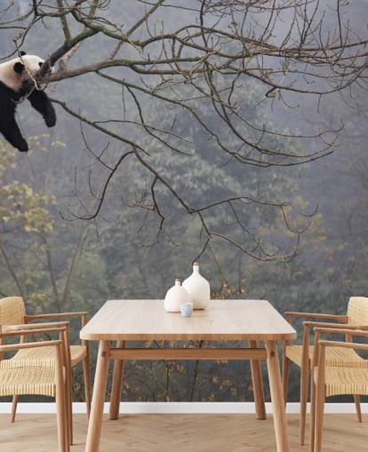 papier peint panda dans un arbre