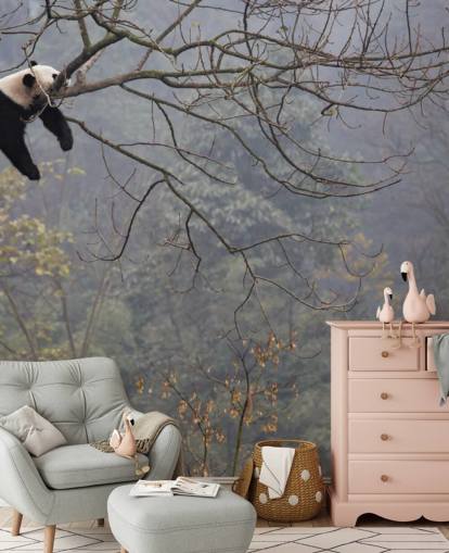 carta da parati panda in un albero
