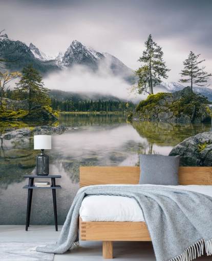 Papel de parede para celular gratis misty lake and mountain view in bavaria, germany