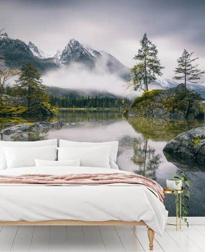 dimmiga sjö och bergsutsikt i Bayern, Tyskland tapeter