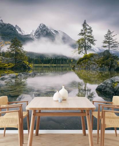 dimmiga sjö och bergsutsikt i Bayern, Tyskland tapeter dimmiga sjö och bergsutsikt i Bayern, Tyskland tapeter