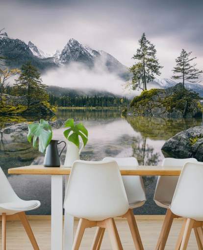 vue sur le lac brumeux et la montagne en Bavière, Allemagne fond d'écran vue sur le lac brumeux et la montagne en Bavière, Allemagne fond d'écran