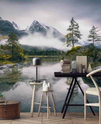 Papel de parede para celular gratis misty lake and mountain view in bavaria, germany Papel de parede para celular gratis misty lake and mountain view in bavaria, germany