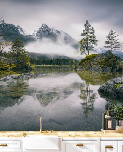 vue sur le lac brumeux et la montagne en Bavière, Allemagne fond d'écran vue sur le lac brumeux et la montagne en Bavière, Allemagne fond d'écran