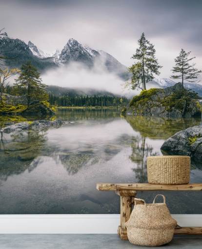 Papel de parede para celular gratis misty lake and mountain view in bavaria, germany