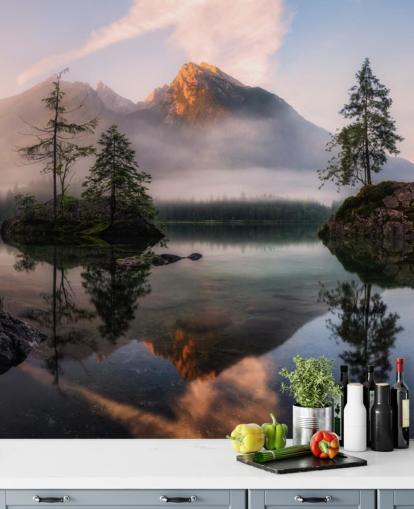 misty lake and mountain view wallpaper misty lake and mountain view wallpaper