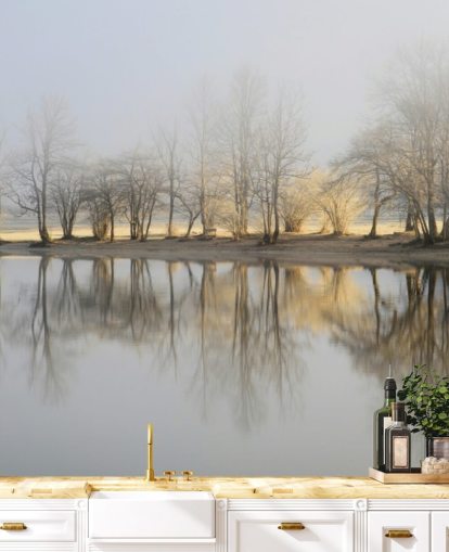 dimmiga sjö och soluppgång tapeter