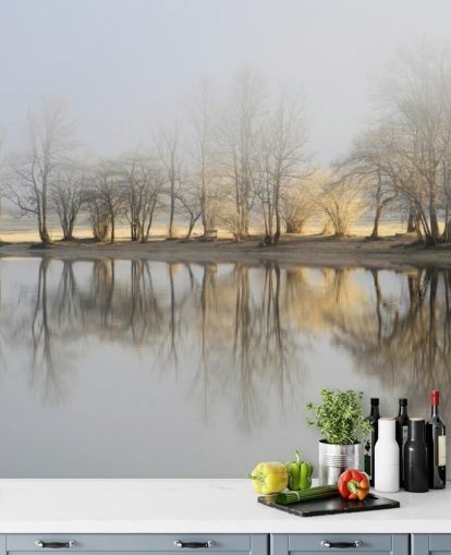 fond d'écran lac brumeux et lever de fond d'écran lac brumeux et lever de