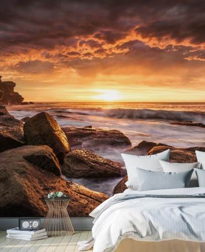 rock sunset coast wallpaper