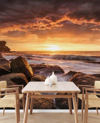 rock sunset coast wallpaper