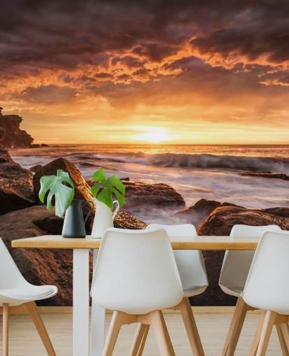 papel de parede rock sunset coast