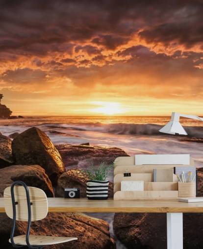 rock sunset coast wallpaper