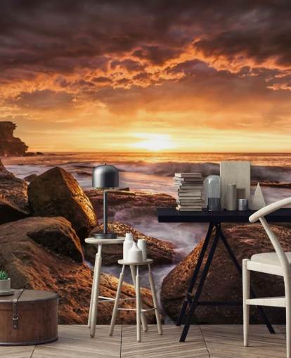 rock sunset coast behang rock sunset coast behang