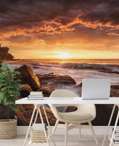 rock sunset coast wallpaper