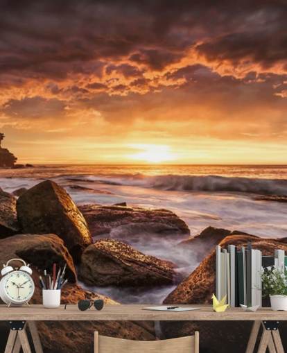 rock sunset coast wallpaper