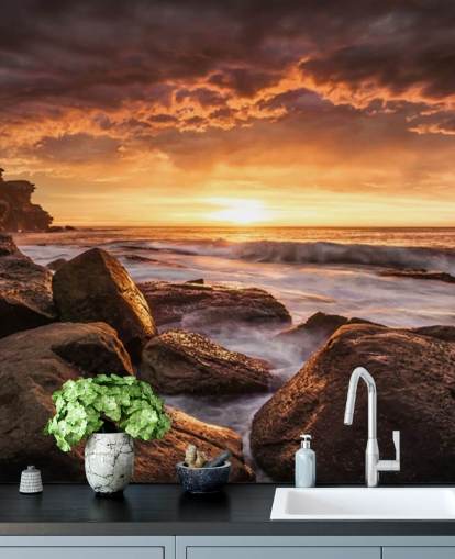 fondo de pantalla de rock sunset coast