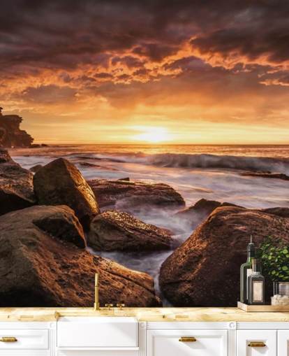 fondo de pantalla de rock sunset coast