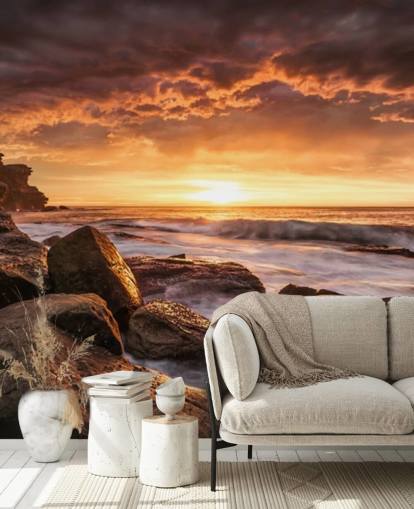 carta da parati rock sunset coast