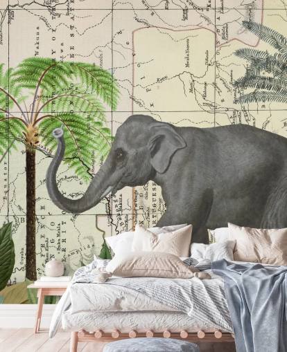 elefant, fugler og jungel tapet