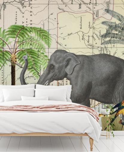 Elefant, Vögel und Dschungel Wallpaper
