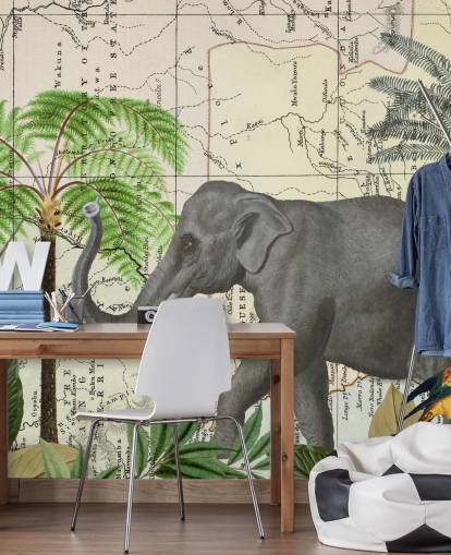 elefant, fåglar och djungel tapeter elefant, fåglar och djungel tapeter