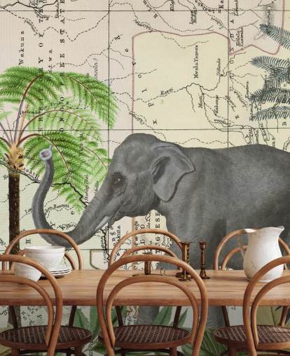 papel de parede elefante, pássaros e selva