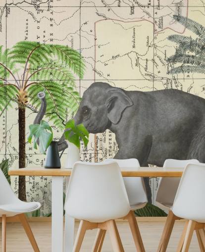 elephant, birds and jungle wallpaper