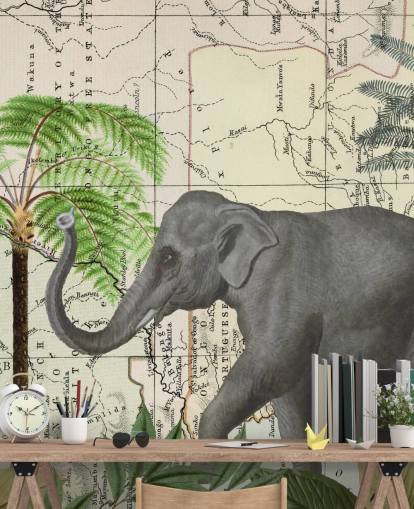 elephant, birds and jungle wallpaper