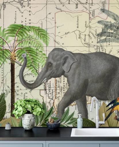 elephant, birds and jungle wallpaper elephant, birds and jungle wallpaper