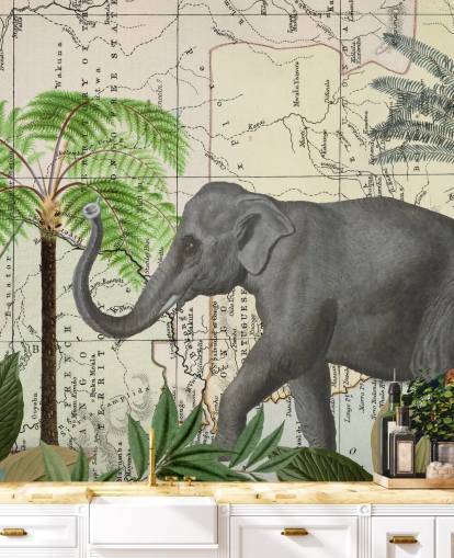 elephant, birds and jungle wallpaper