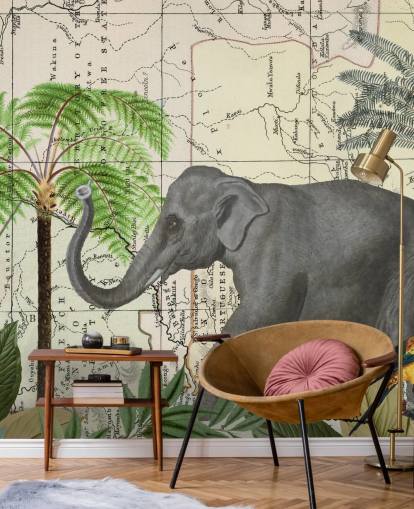 elephant, birds and jungle wallpaper