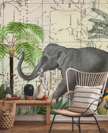 elephant, birds and jungle wallpaper