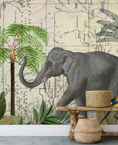elephant, birds and jungle wallpaper elephant, birds and jungle wallpaper