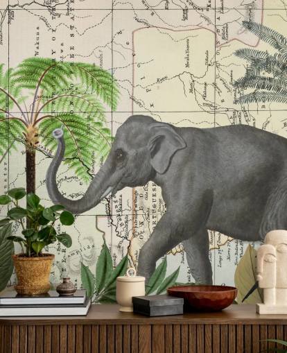 Elefant, Vögel und Dschungel Wallpaper Elefant, Vögel und Dschungel Wallpaper