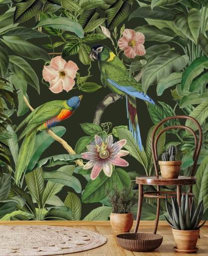 papier peint jungle tropicale et oiseaux papier peint jungle tropicale et oiseaux