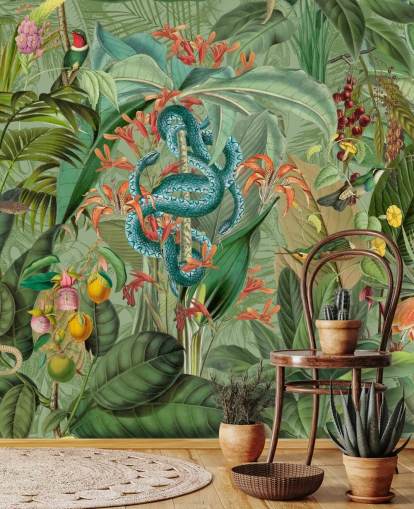 illustration de jungle avec fond d'écran de serpents illustration de jungle avec fond d'écran de serpents