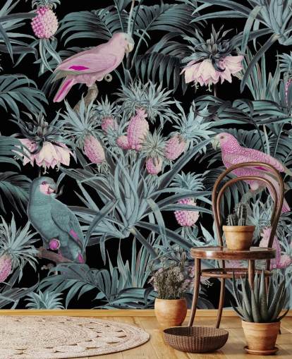 sepia parrots in jungle wallpaper sepia parrots in jungle wallpaper