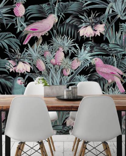 papier peint perroquets sépia dans la jungle