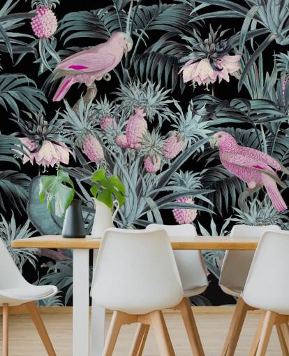 sepia parrots in jungle wallpaper